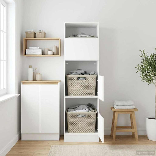 Laundry Cabinet White 50 x 68 x 162 cm Engineered wood