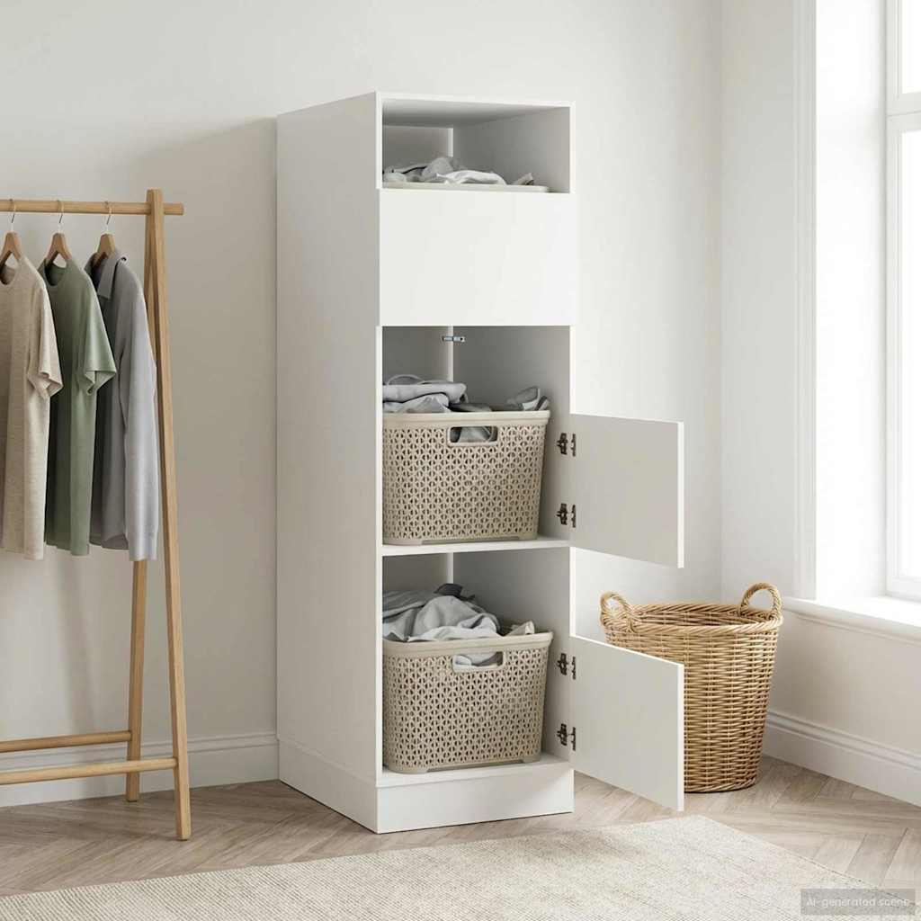 Laundry Cabinet with Storage with Door White Engineered wood