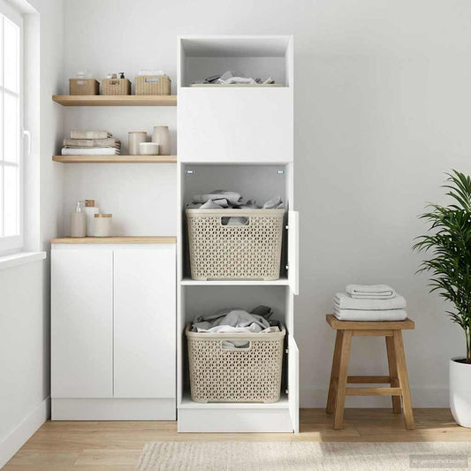 Laundry Cabinet Black Oak 50 x 68 x 162 cm Engineered wood