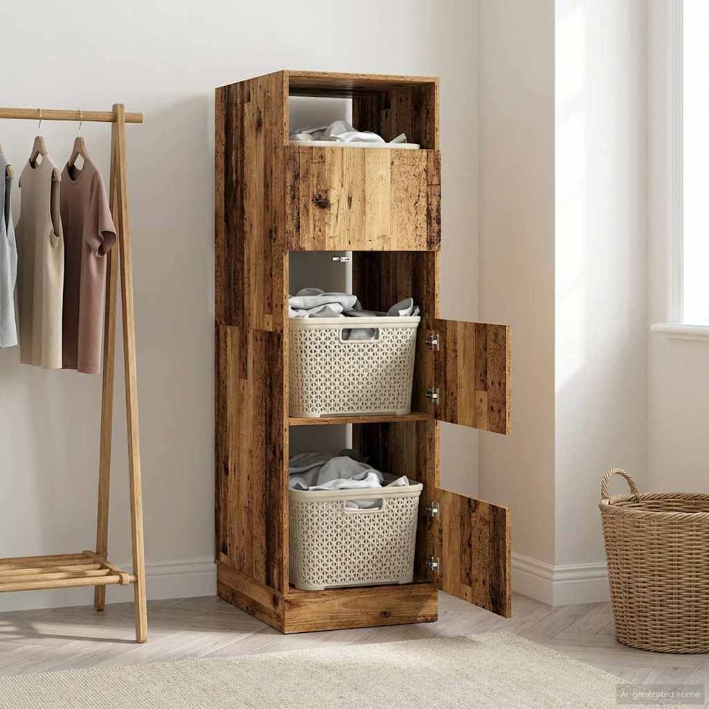 Laundry Cabinet Old Wood 50 x 68 x 162 cm Engineered wood
