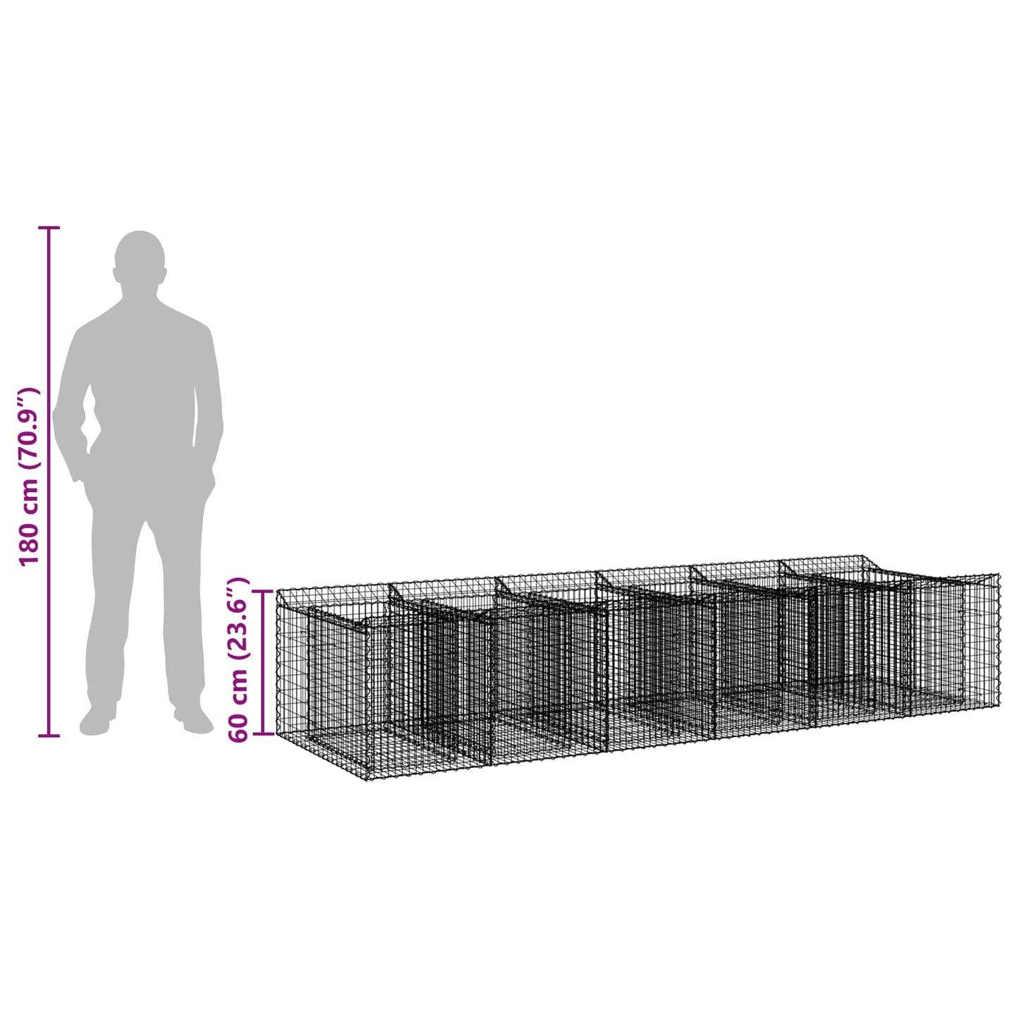 Gabion Raised Bed 2 pcs Silver