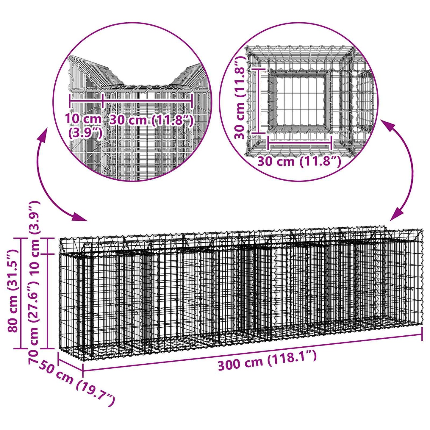Gabion Raised Bed 2 pcs Silver