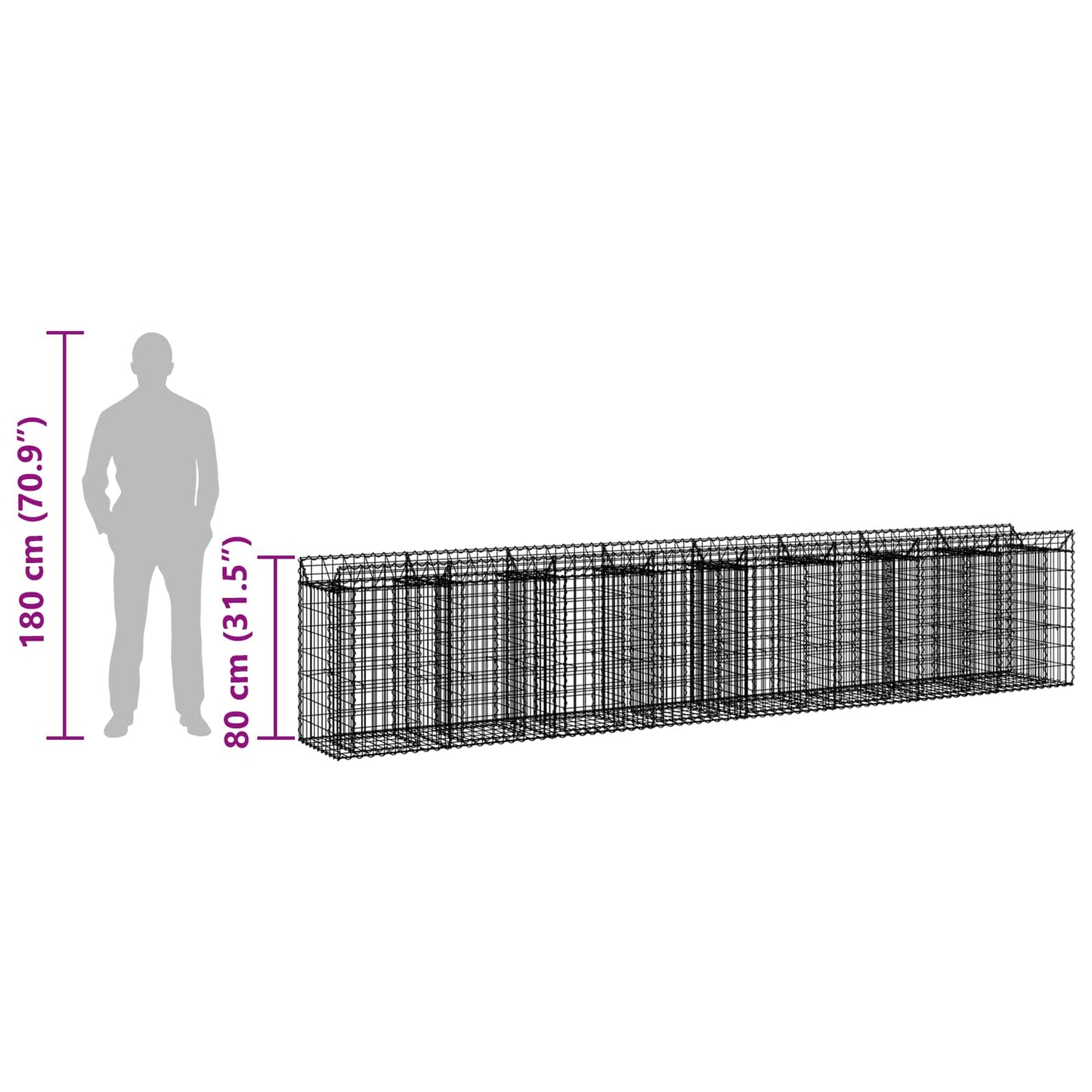 Gabion Raised Bed 3 pcs Silver