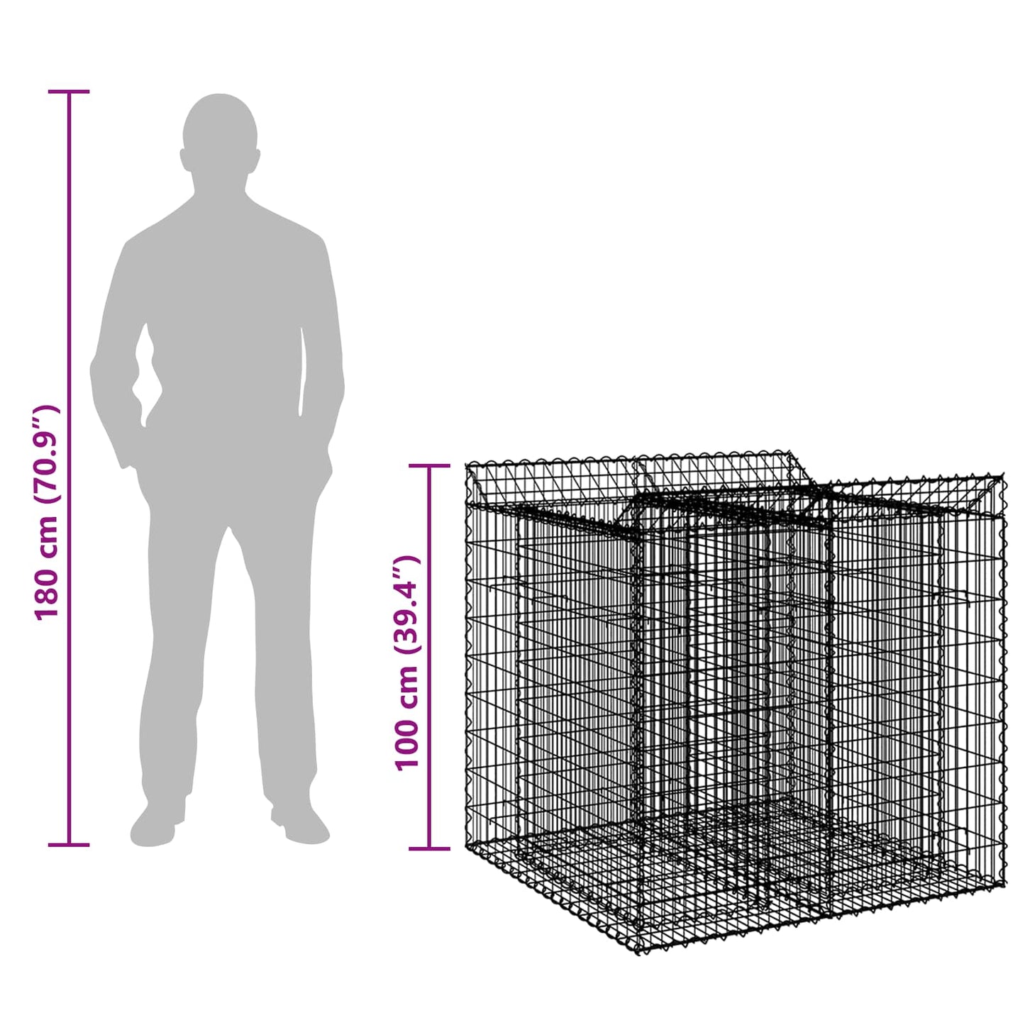 Gabion Raised Bed 2 pcs Silver