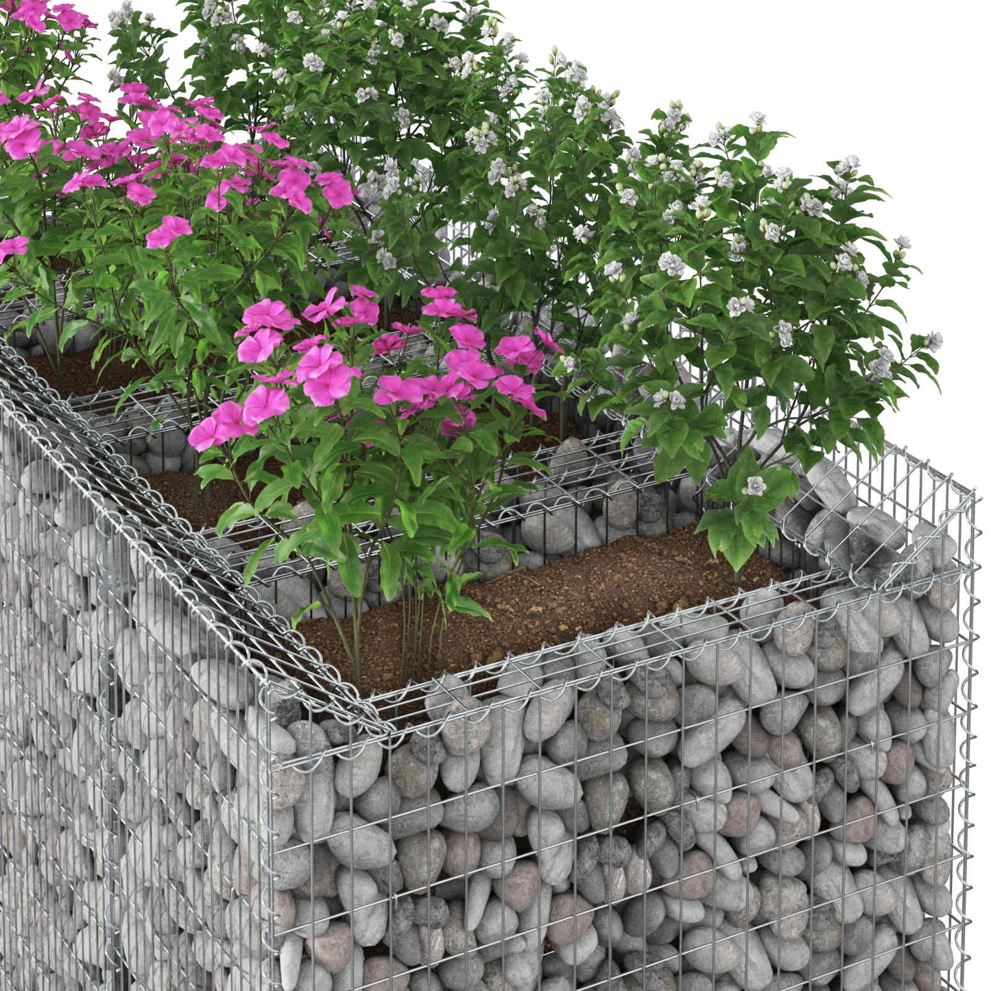 Gabion Raised Bed 2 pcs Silver