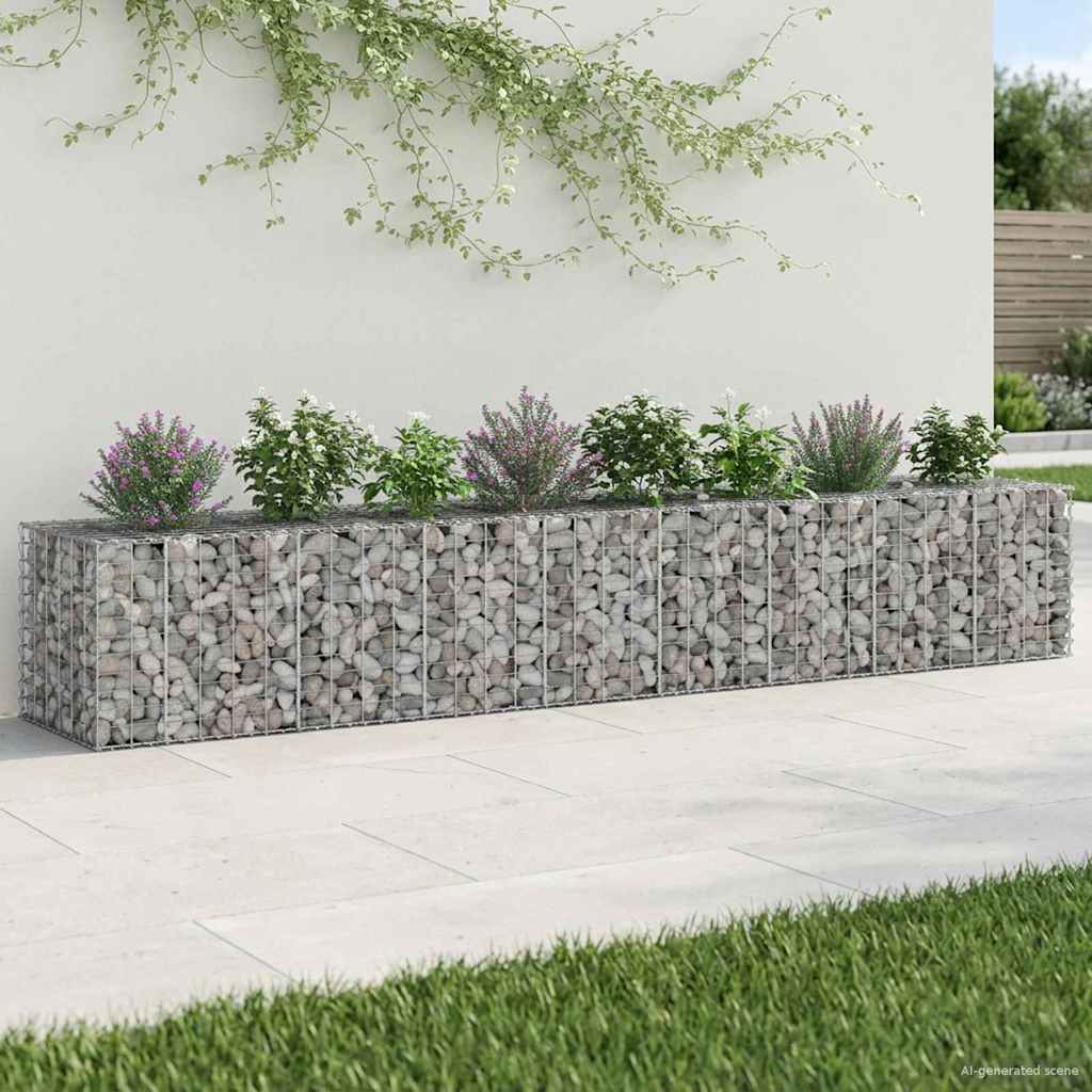 Gabion Raised Bed 2 pcs Silver 340 x 60 x 55 cm