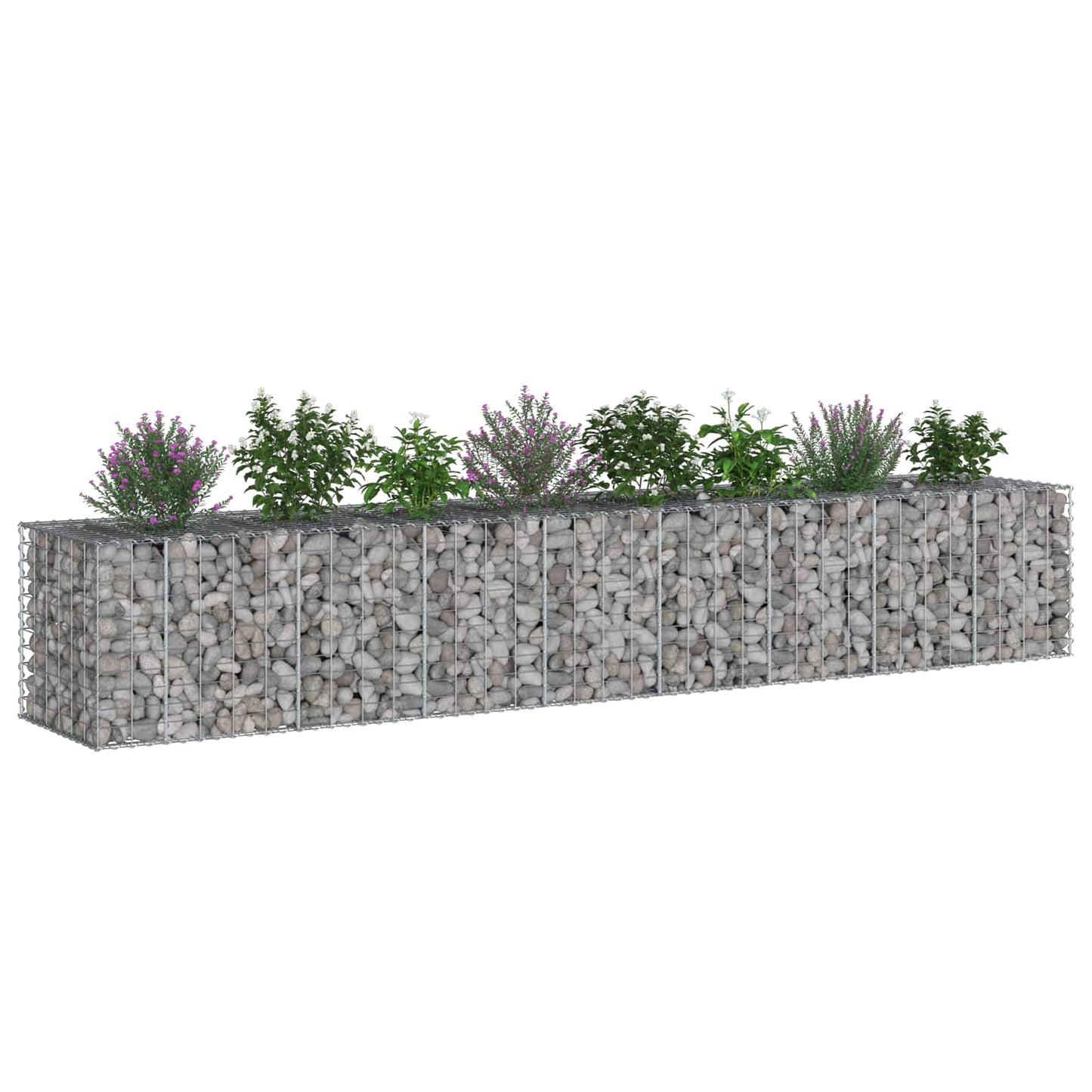 Gabion Raised Bed 2 pcs Silver 340 x 60 x 55 cm
