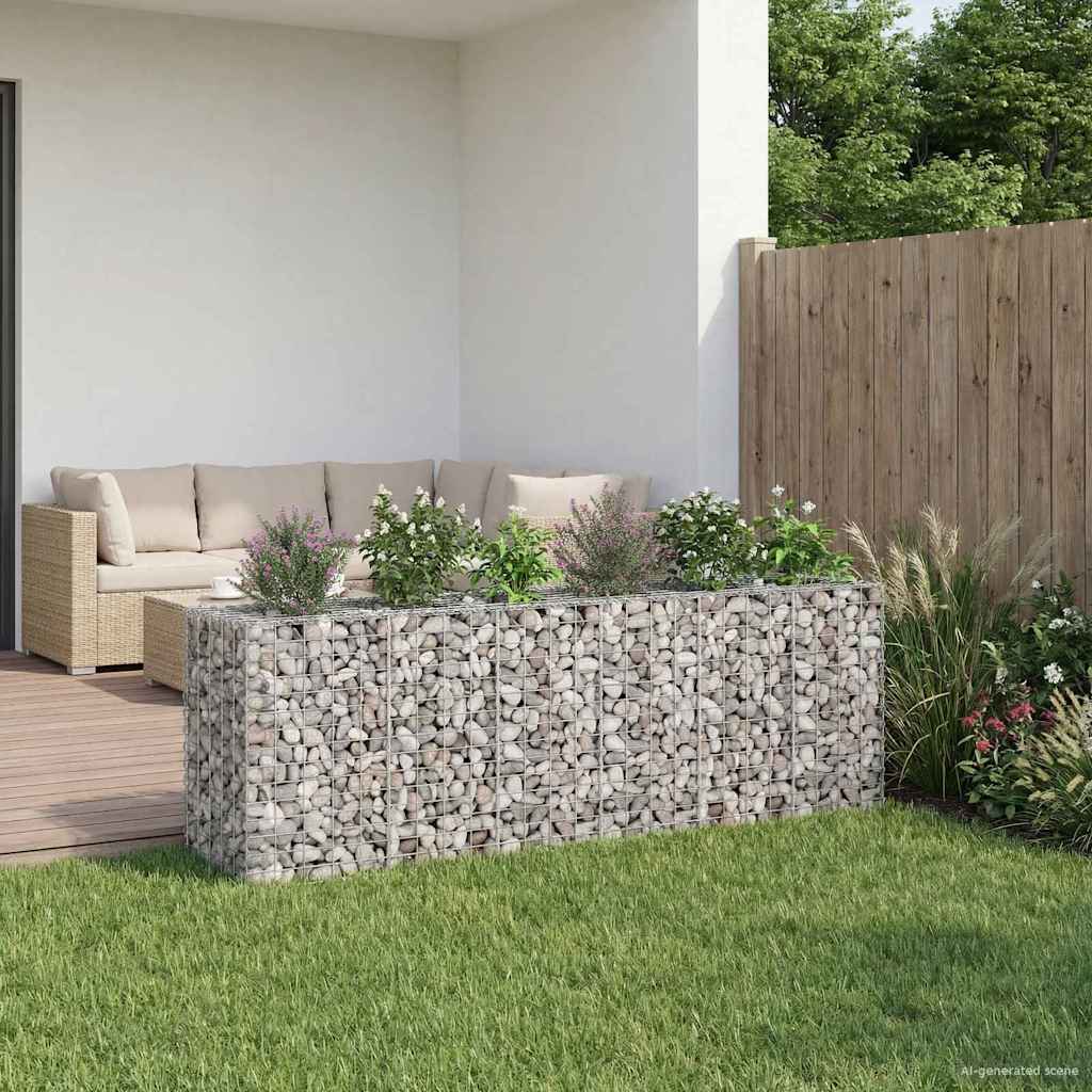 Gabion Raised Bed 2 pcs Silver 250 x 50 x 80 cm