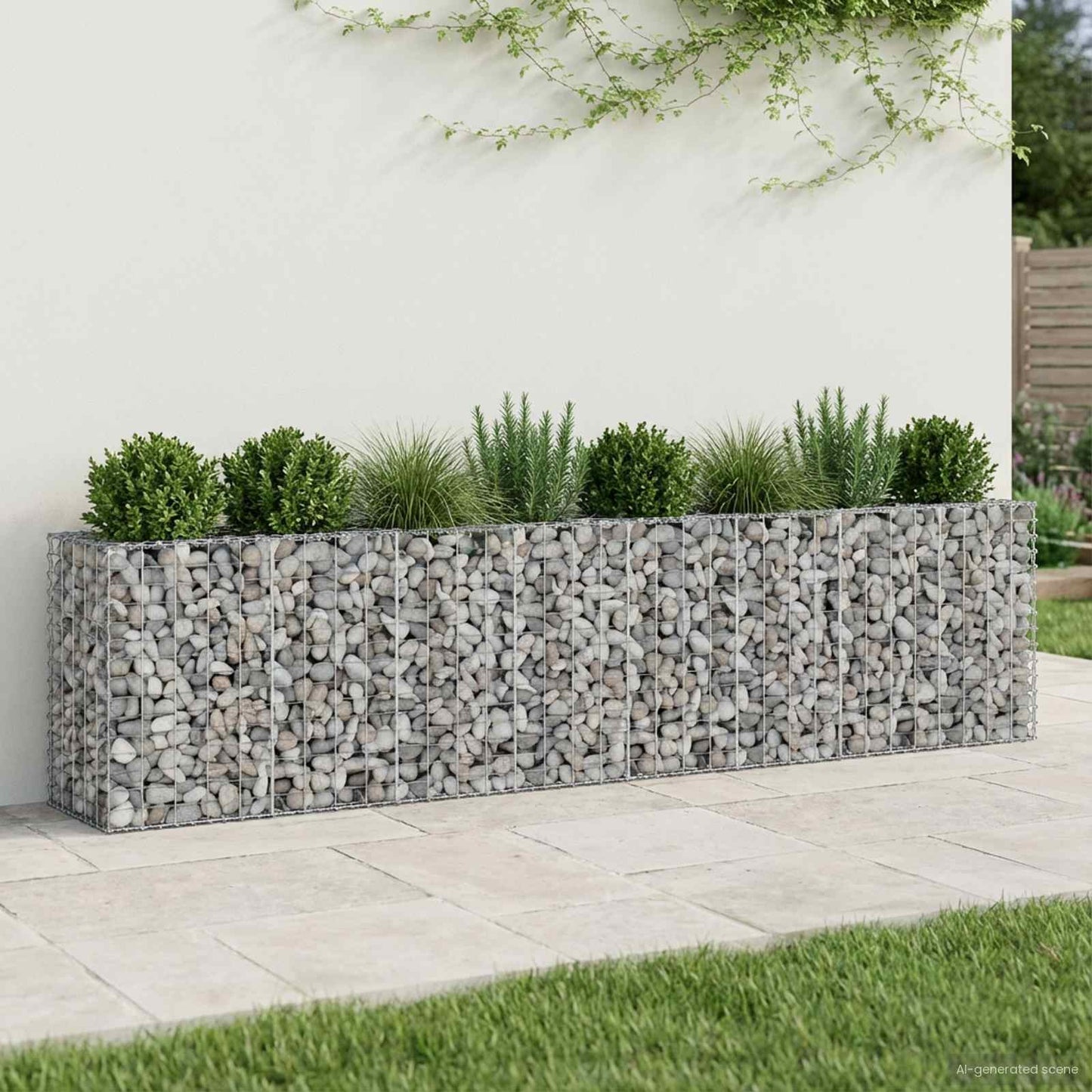 Gabion Raised Bed 2 pcs Silver 330 x 50 x 80 cm