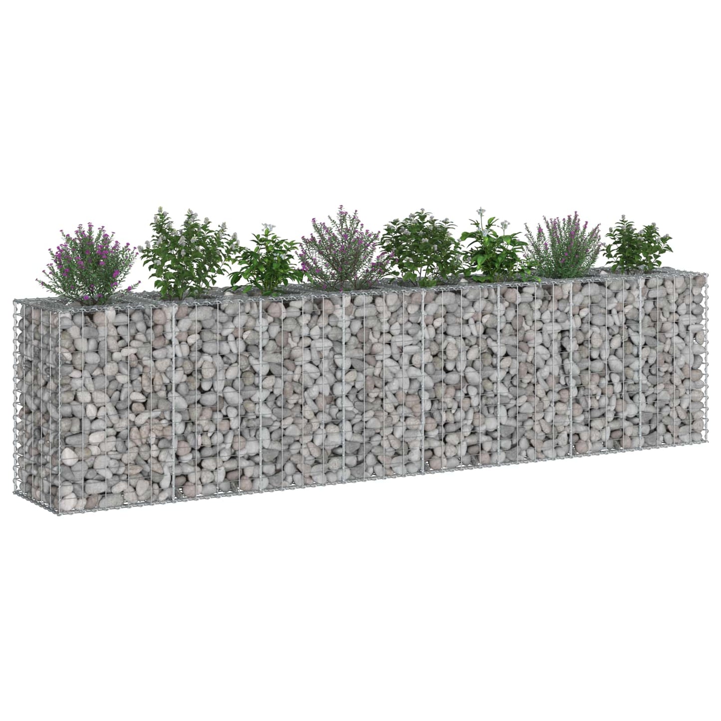 Gabion Raised Bed 2 pcs Silver 330 x 50 x 80 cm