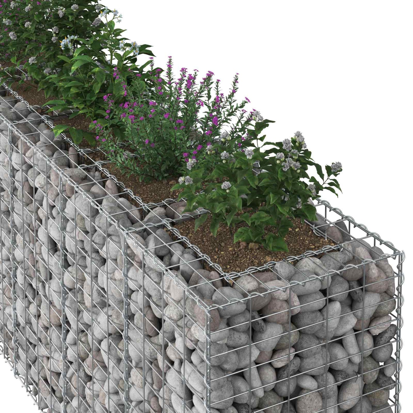 Gabion Raised Bed 2 pcs Silver 330 x 50 x 80 cm
