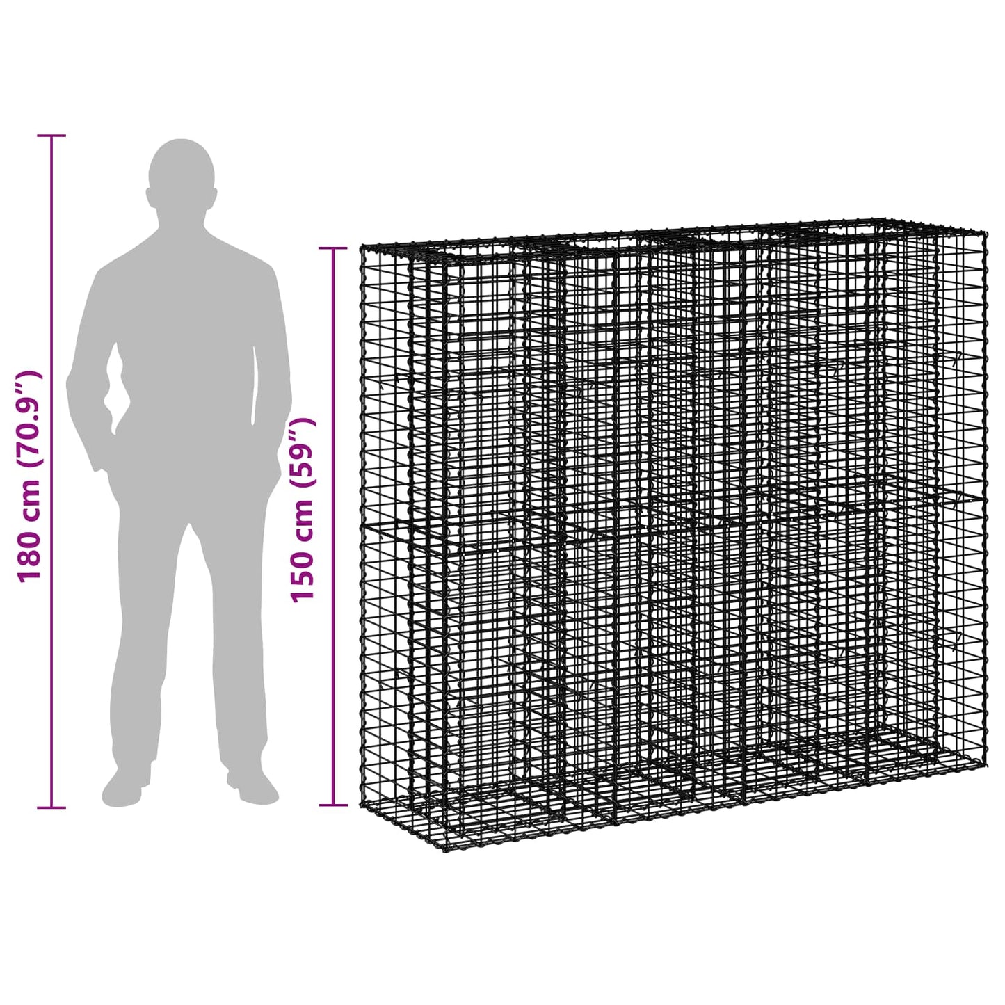 Gabion Raised Bed 2 pcs Silver 170 x 50 x 150 cm