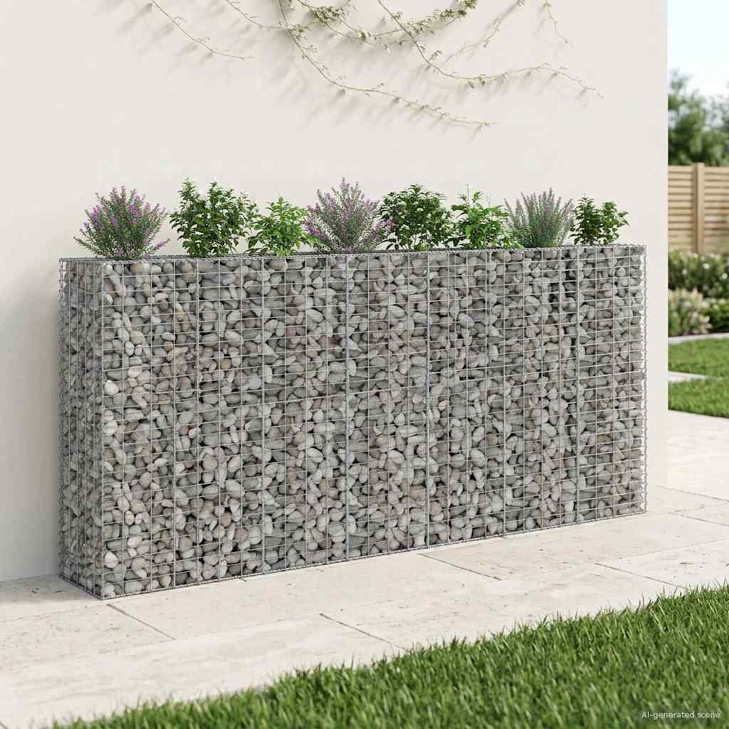 Gabion Raised Bed 4 pcs Silver 330 x 50 x 150 cm