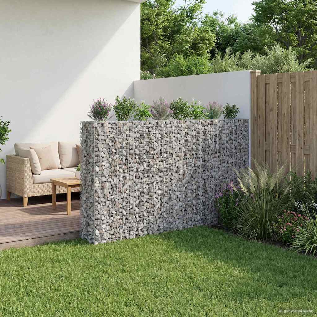 Gabion Raised Bed 4 pcs Silver 330 x 50 x 150 cm