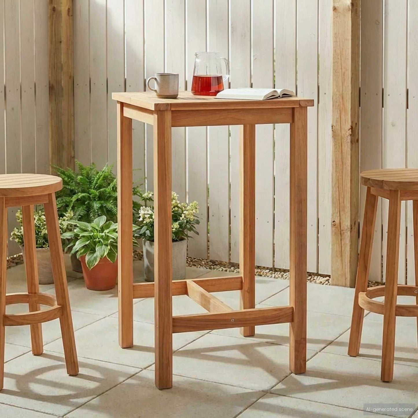 Bar Table Natural 60 x 60 x 105 cm Solid-Teak