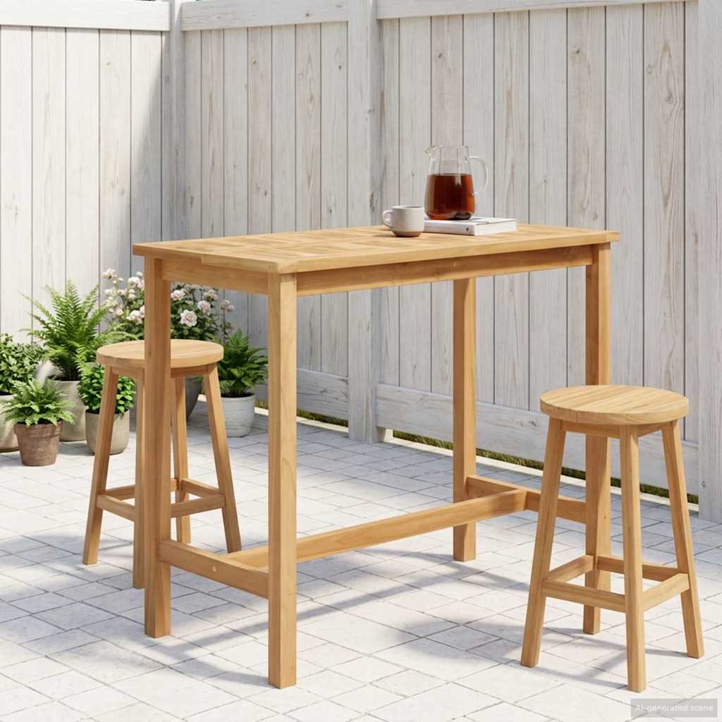 Bar Table Natural 110 x 60 x 105 cm Solid-Teak