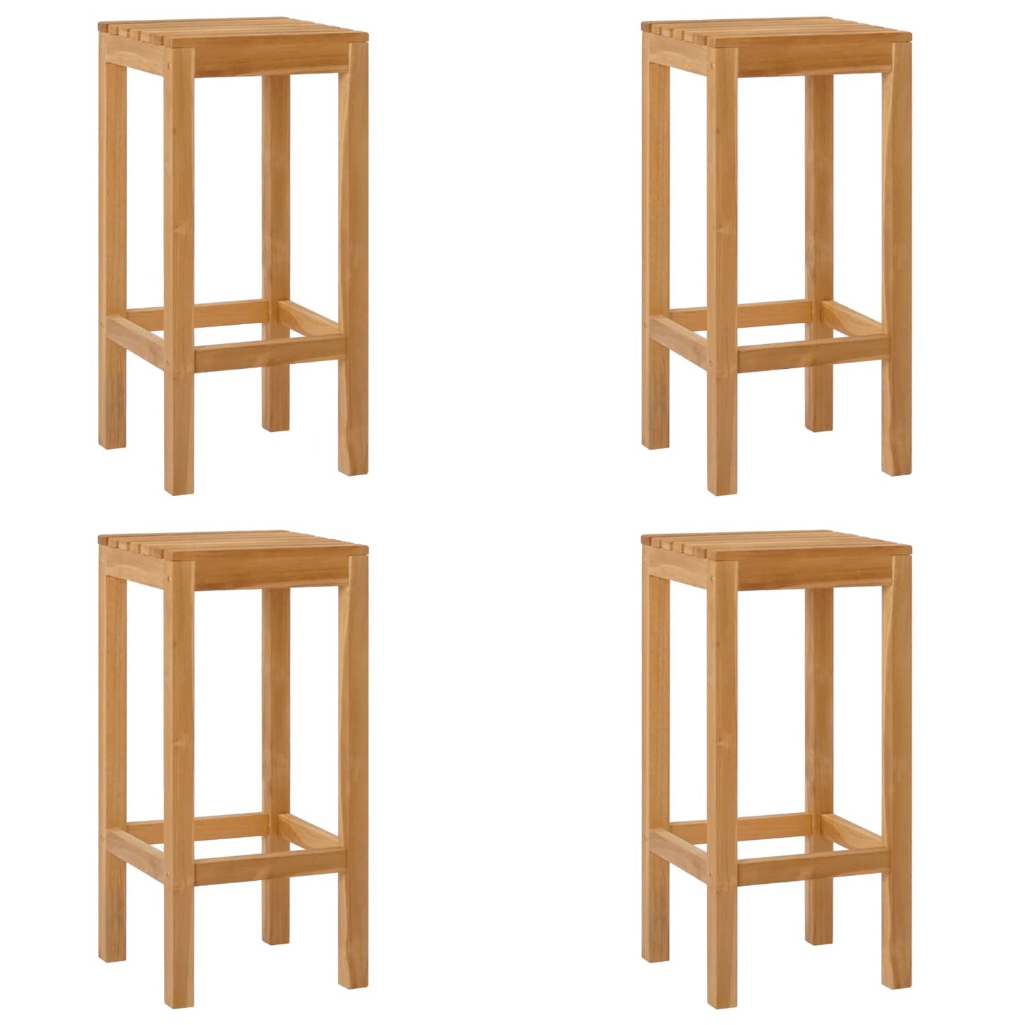Bar Stool 4 pcs Brown Solid Teak Wood