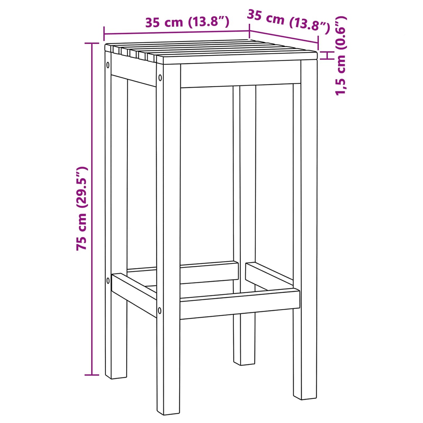 Bar Stool 4 pcs Brown Solid Teak Wood