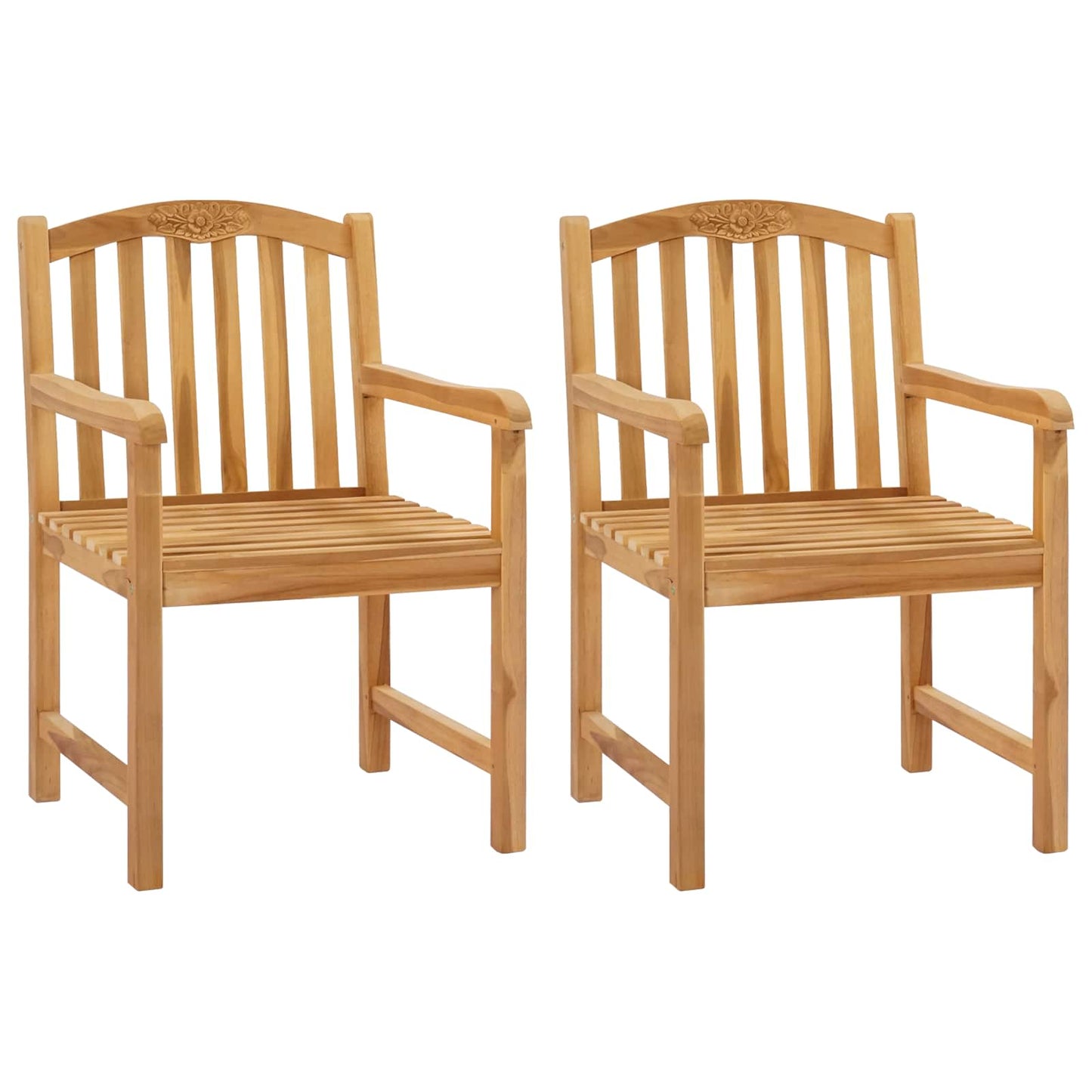 Handcarved Rose Chair 2 pcs Natural 58 x 60 x 90 cm