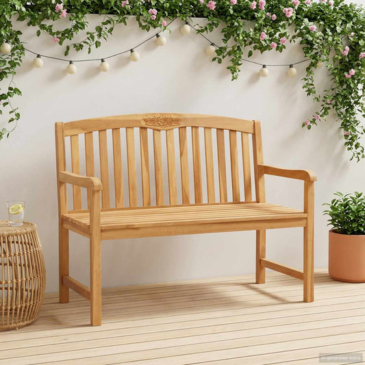 Handcarved Rose Bench 114 x 60.5 x 95 cm Solid Teak Wood