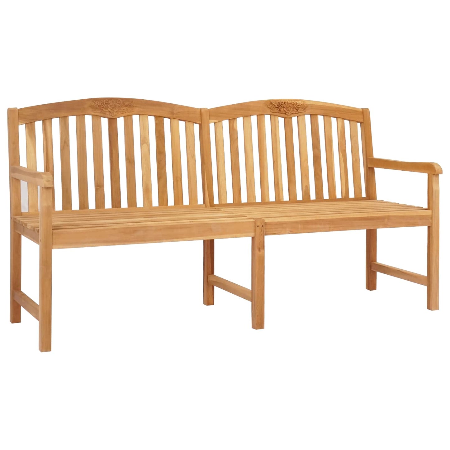 Handcarved Rose Bench Natural 150 x 60 x 90 cm Solid Teak Wood