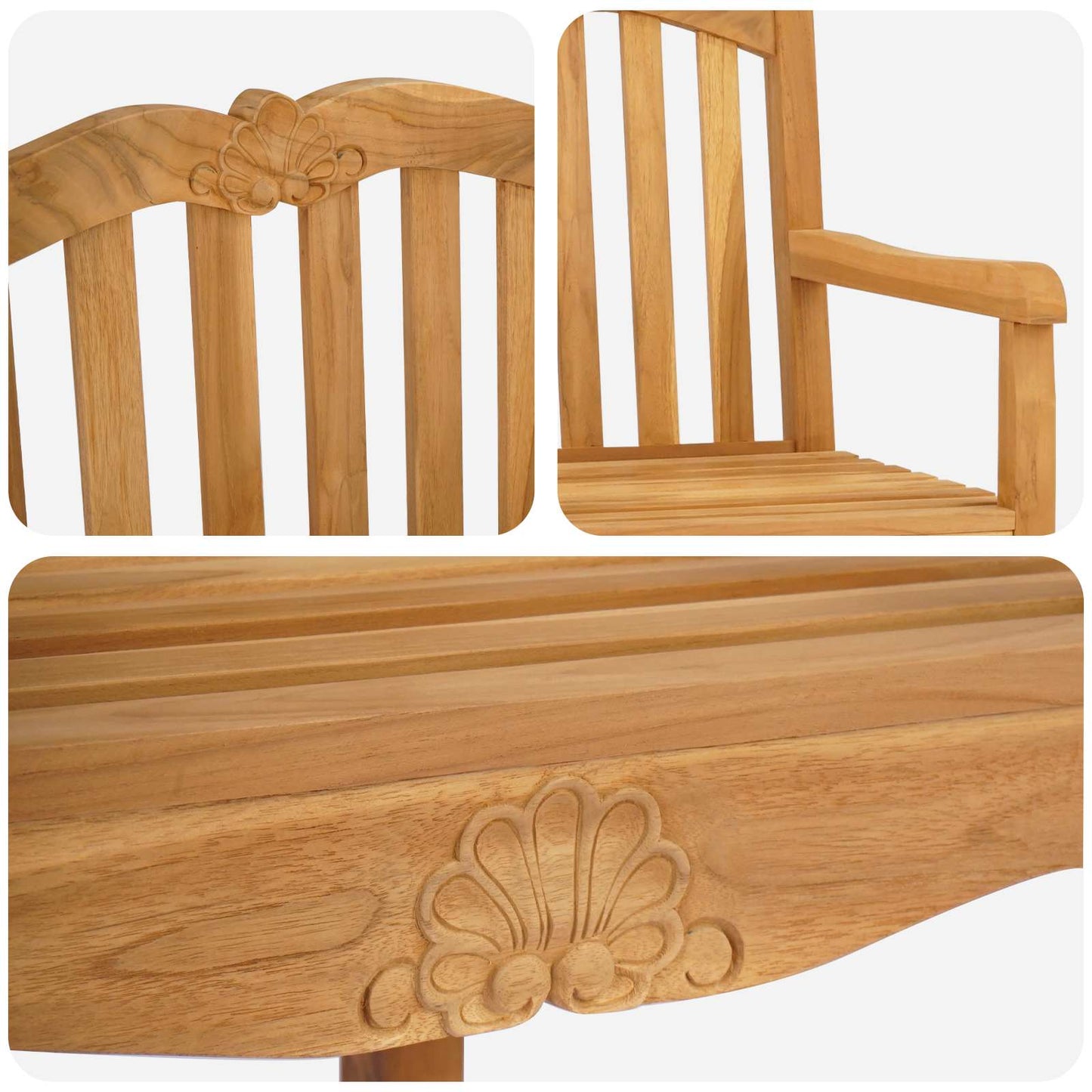 Garden Chair 2 pcs Natural 58 x 60 x 93 cm Solid Teak Wood