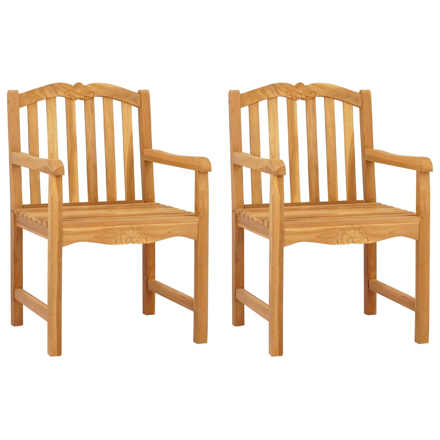 Garden Chair 2 pcs Natural 58 x 60 x 93 cm Solid Teak Wood