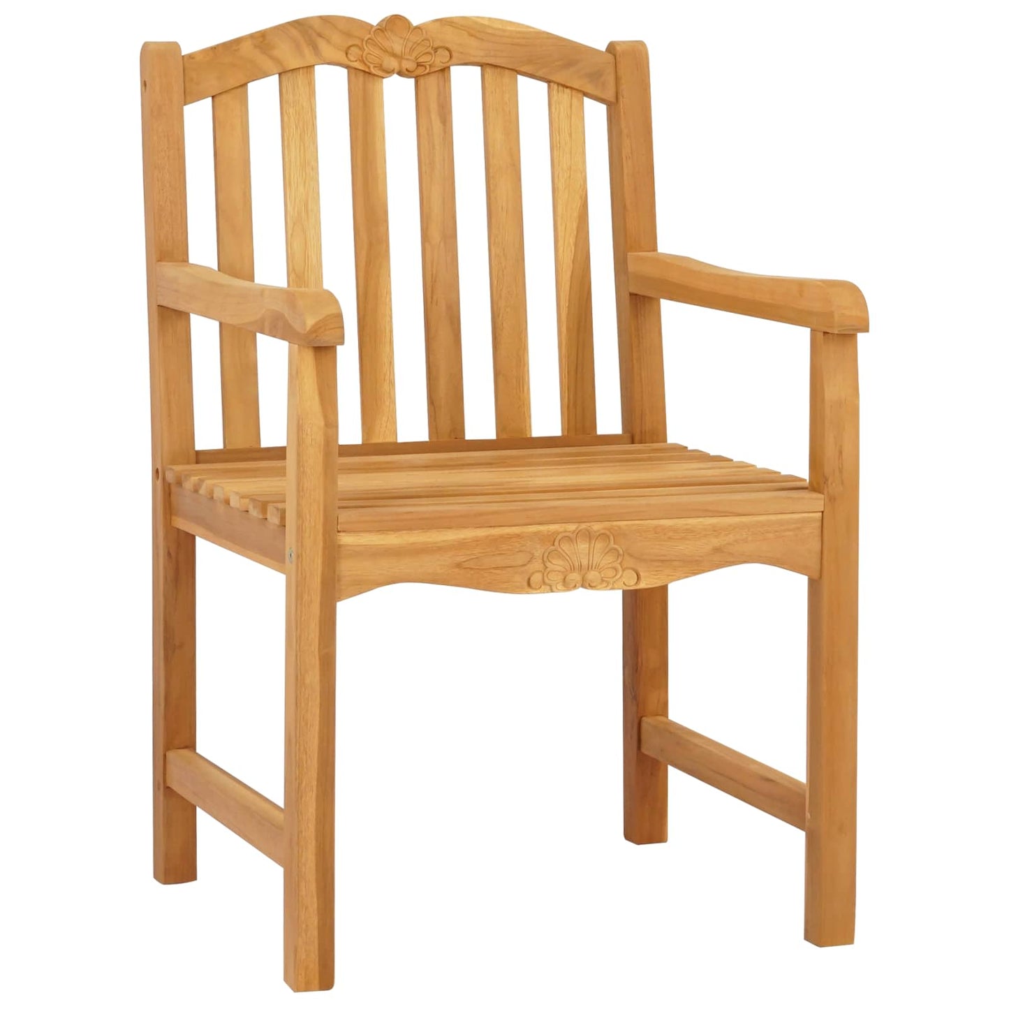 Garden Chair 2 pcs Natural 58 x 60 x 93 cm Solid Teak Wood