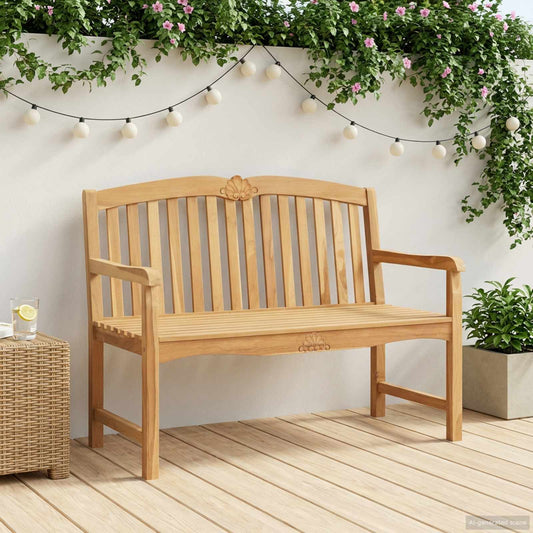 Handcarved Rose Bench 114 x 60 x 95 cm Solid Teak Wood Natural