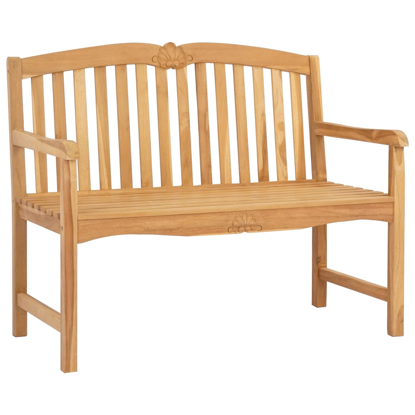 Handcarved Rose Bench Natural 114 x 60 x 95 cm Solid Teak Wood