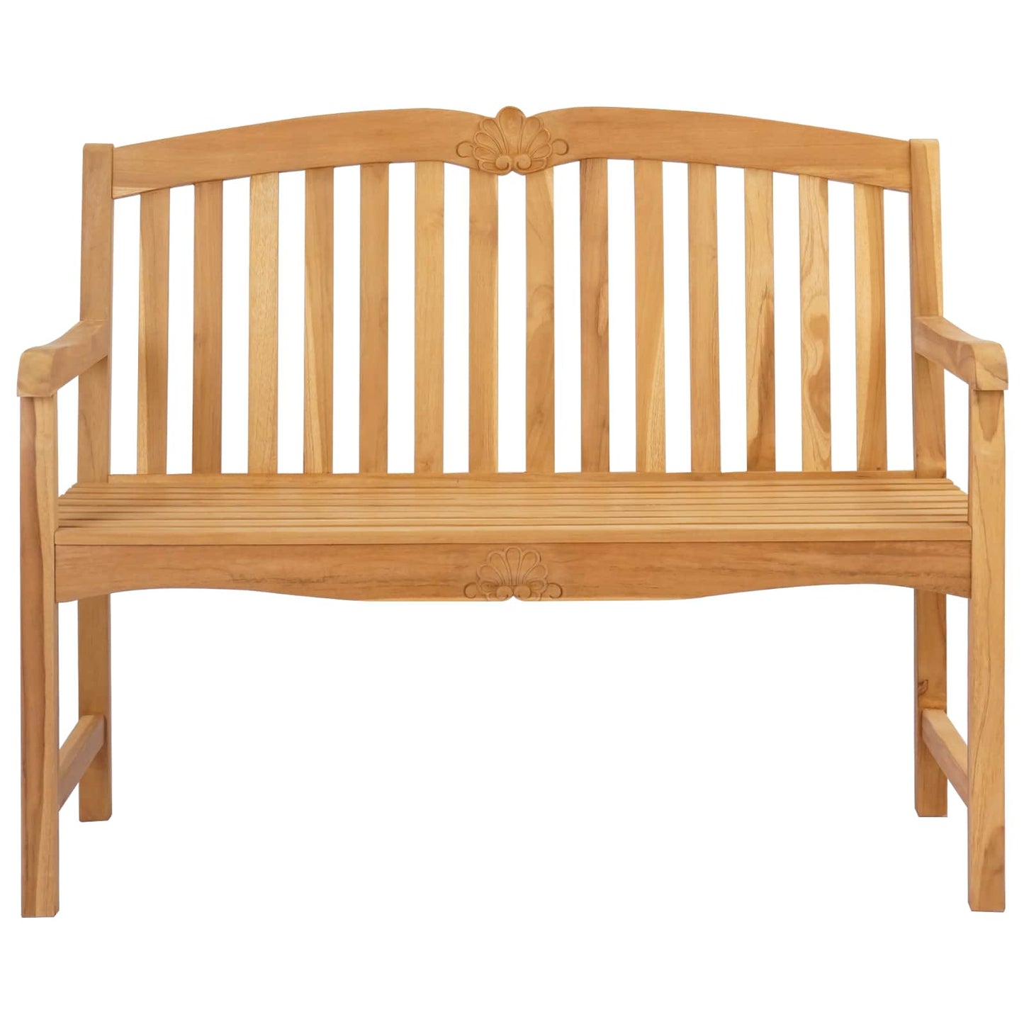 Handcarved Rose Bench Natural 114 x 60 x 95 cm Solid Teak Wood