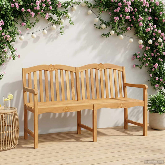 Handcarved Rose Bench 150 x 60.5 x 95 cm Solid Teak Wood