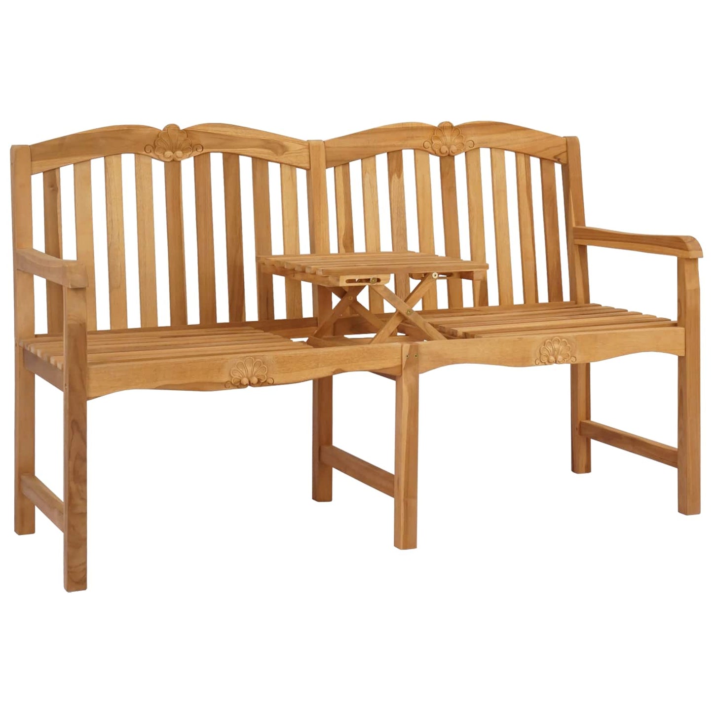 Handcarved Rose Bench Natural 155 x 60 x 94 cm Solid Teak Wood