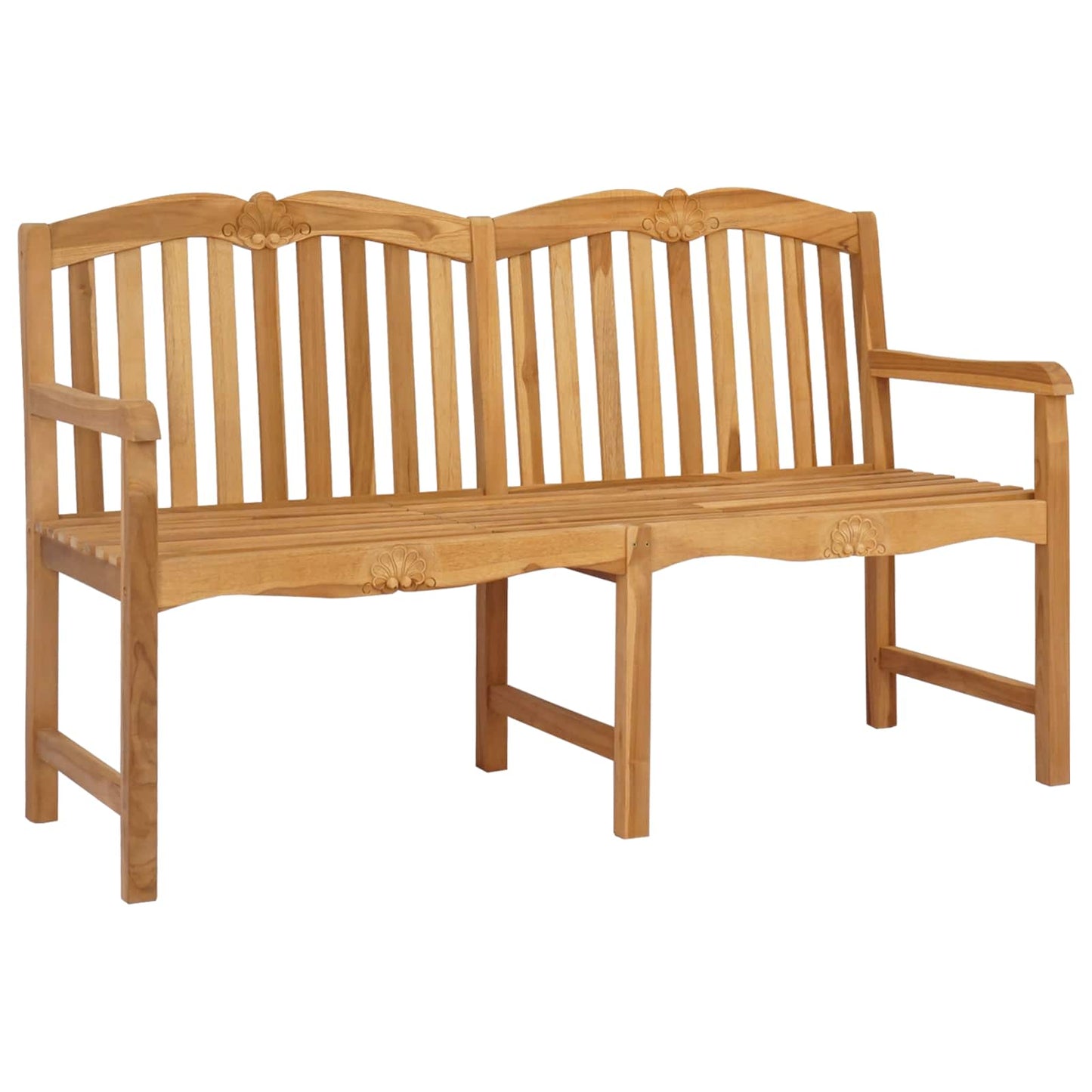 Handcarved Rose Bench Natural 155 x 60 x 94 cm Solid Teak Wood