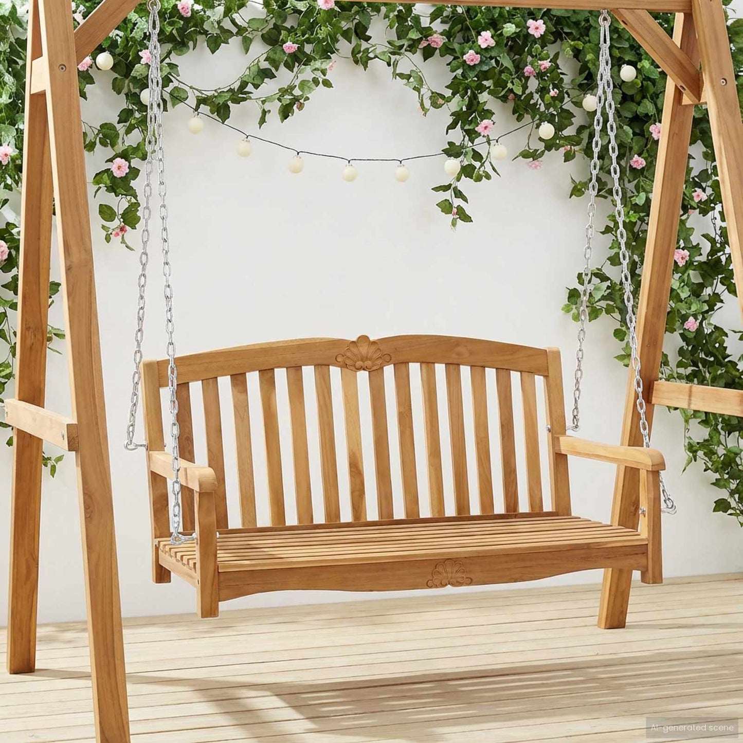 Swing Bench Natural 114 x 60 x 60.5 cm Solid Teak Wood