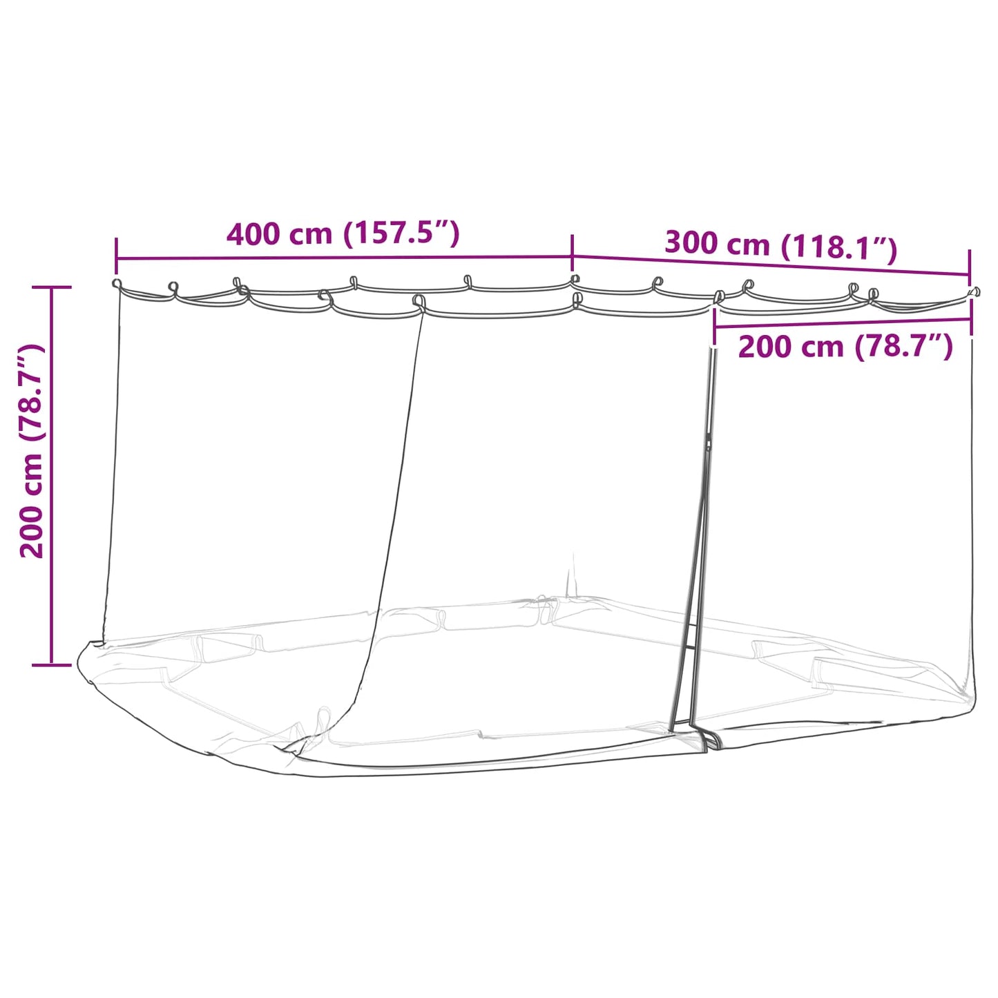 Mosquito Net for Gazebo 220 mesh White 4 x 3 x 2 cm Polyester