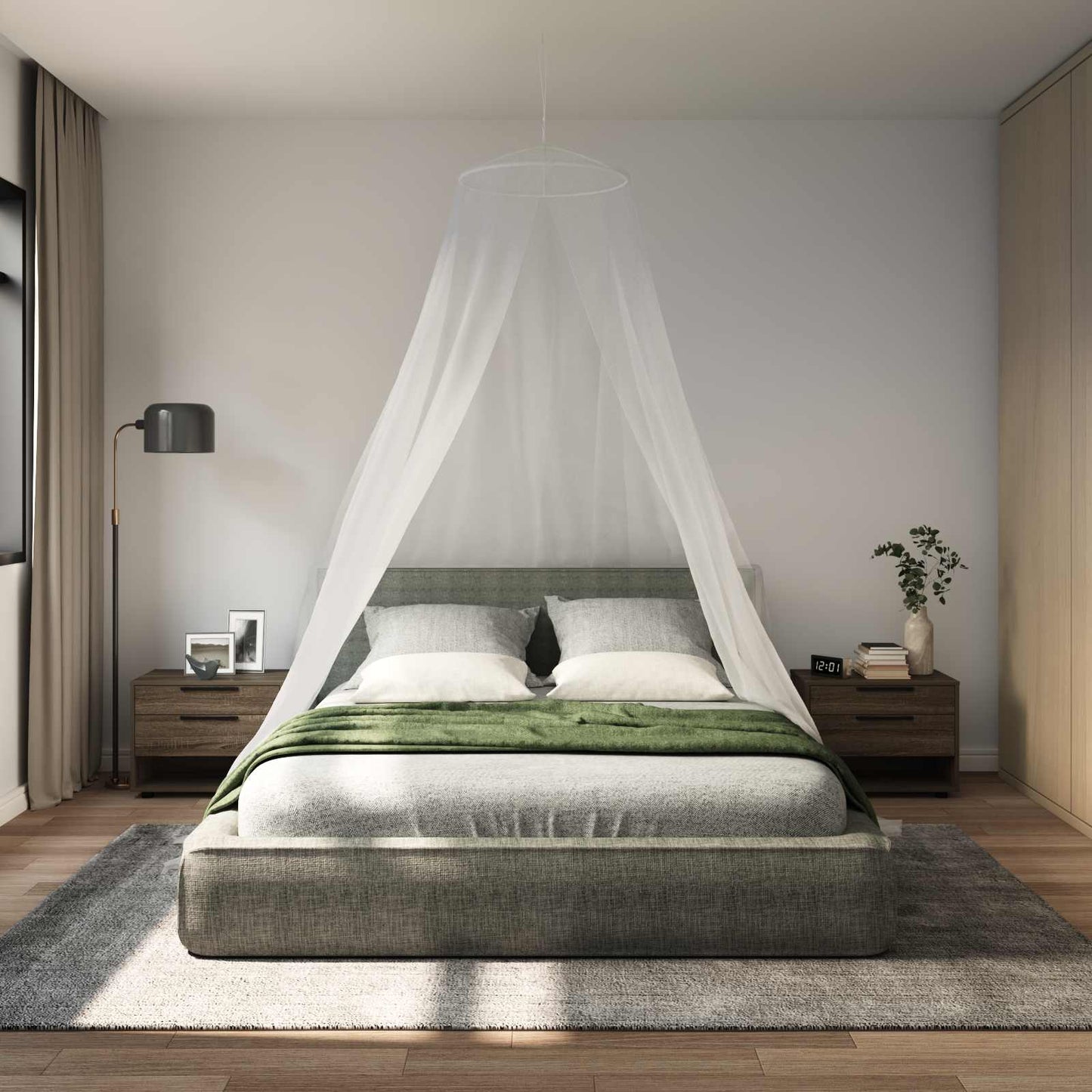 Mosquito Net for Bed 3 pcs 156 mesh White Ø56 x 220 cm