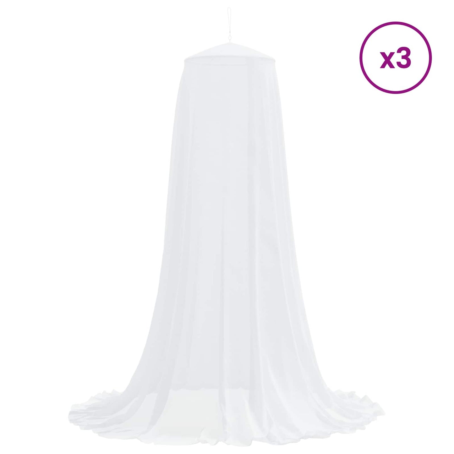 Mosquito Net for Bed 3 pcs 156 mesh White Ø56 x 220 cm