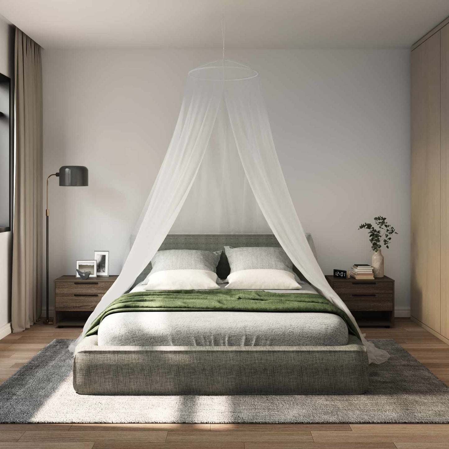 Mosquito Net for Bed 3 pcs 156 mesh White Polyester