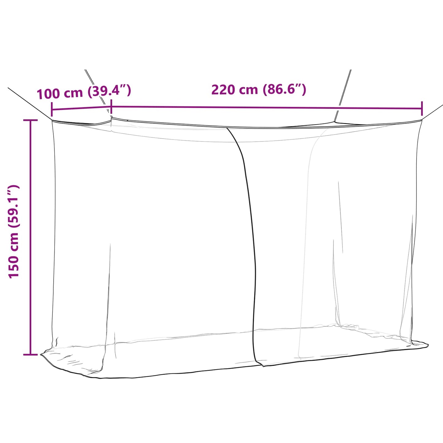 Mosquito Net for Bed 156 Mesh 3 pcs White Polyester