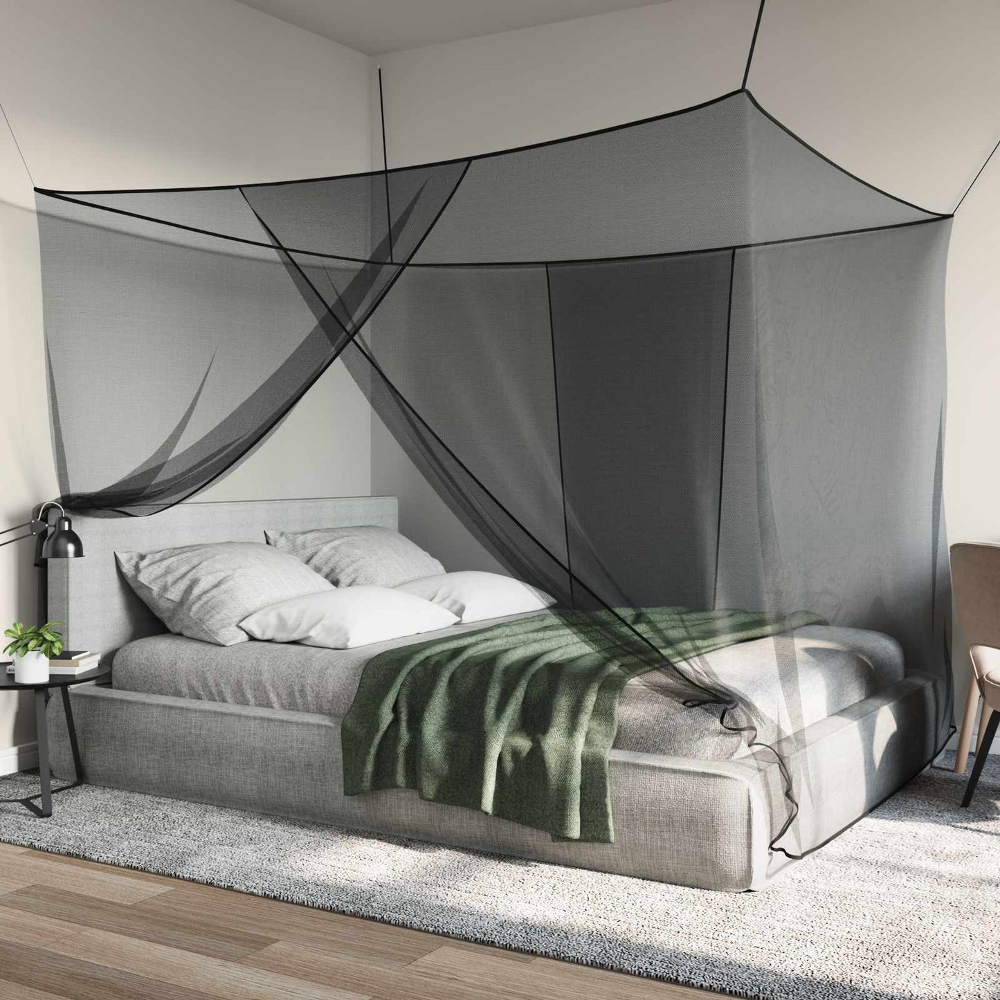 Mosquito Net for Bed 156 Mesh Black 220 x 150 x 180 cm