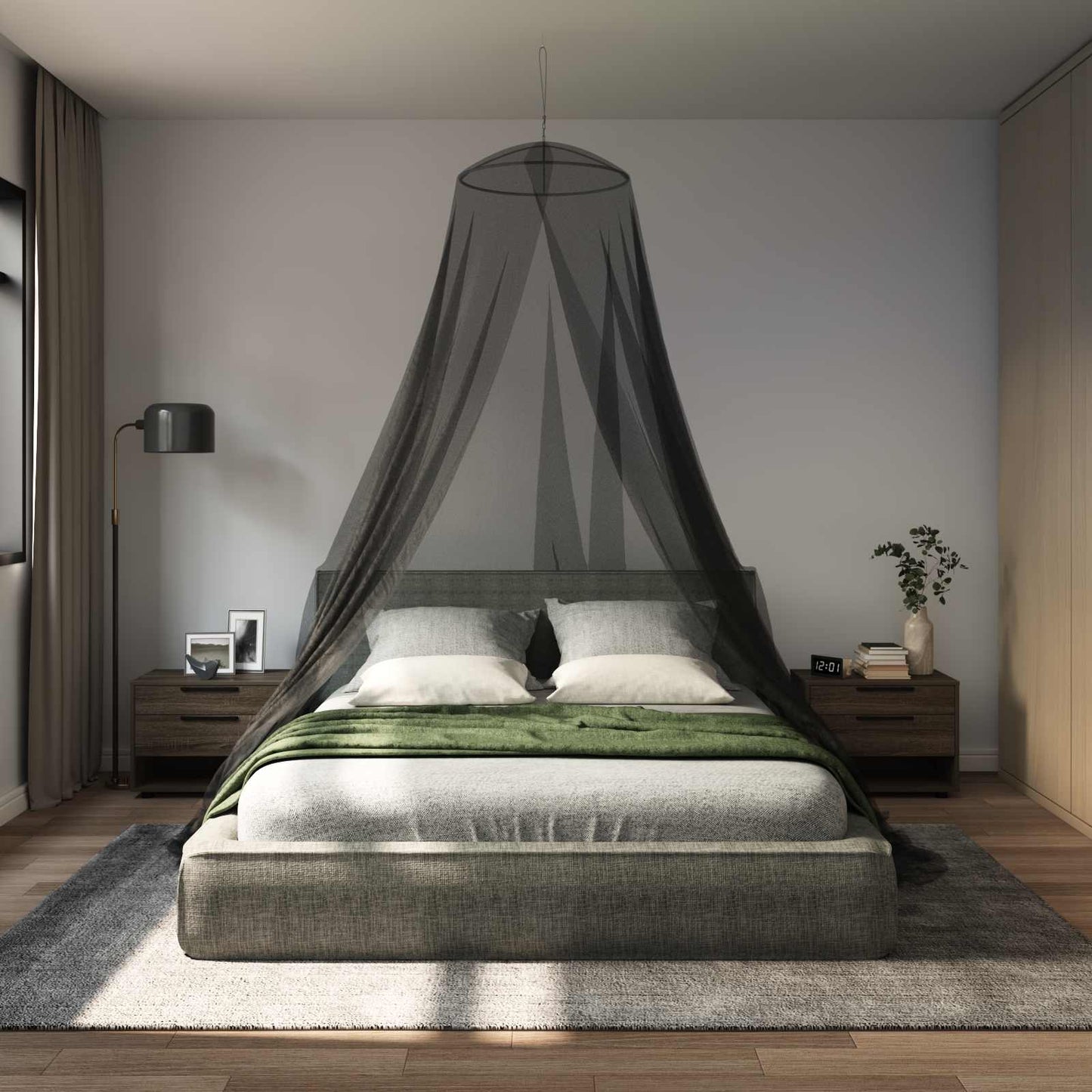 Mosquito Net for Bed 3 pcs 156 mesh Black Polyester