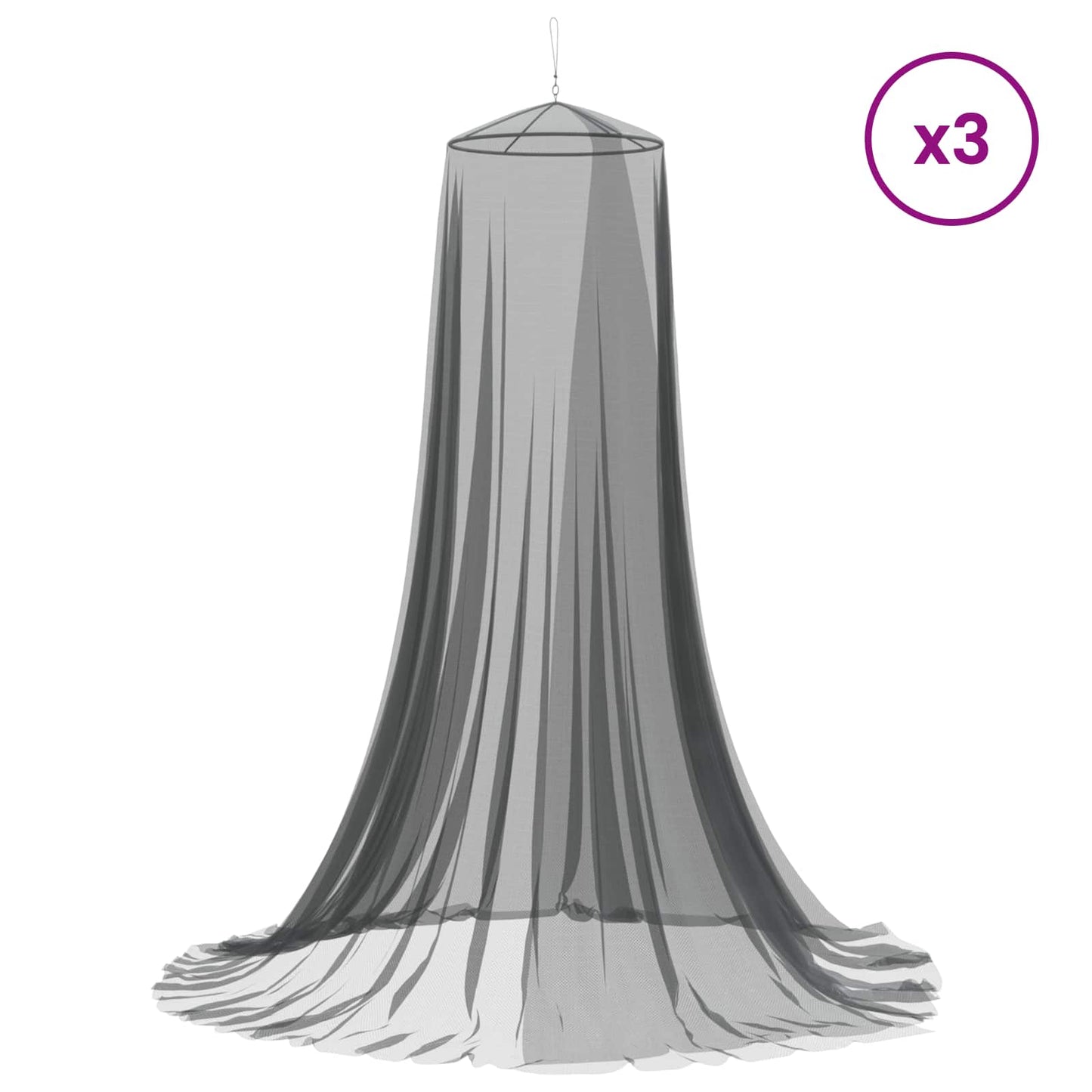 Mosquito Net for Bed 3 pcs 156 mesh Black Polyester