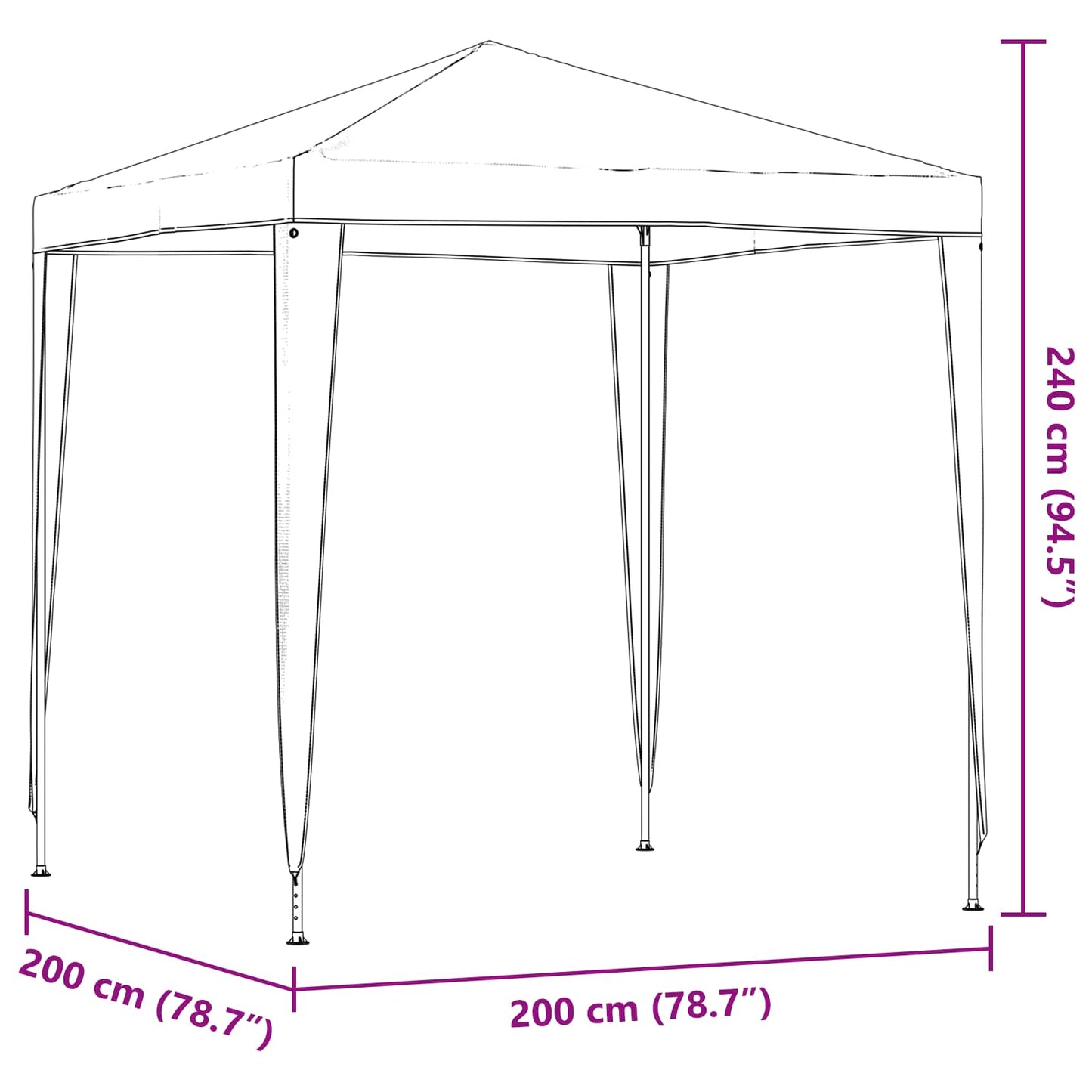 Party Tent 200 x 200 x 240 cm Red PE and Steel
