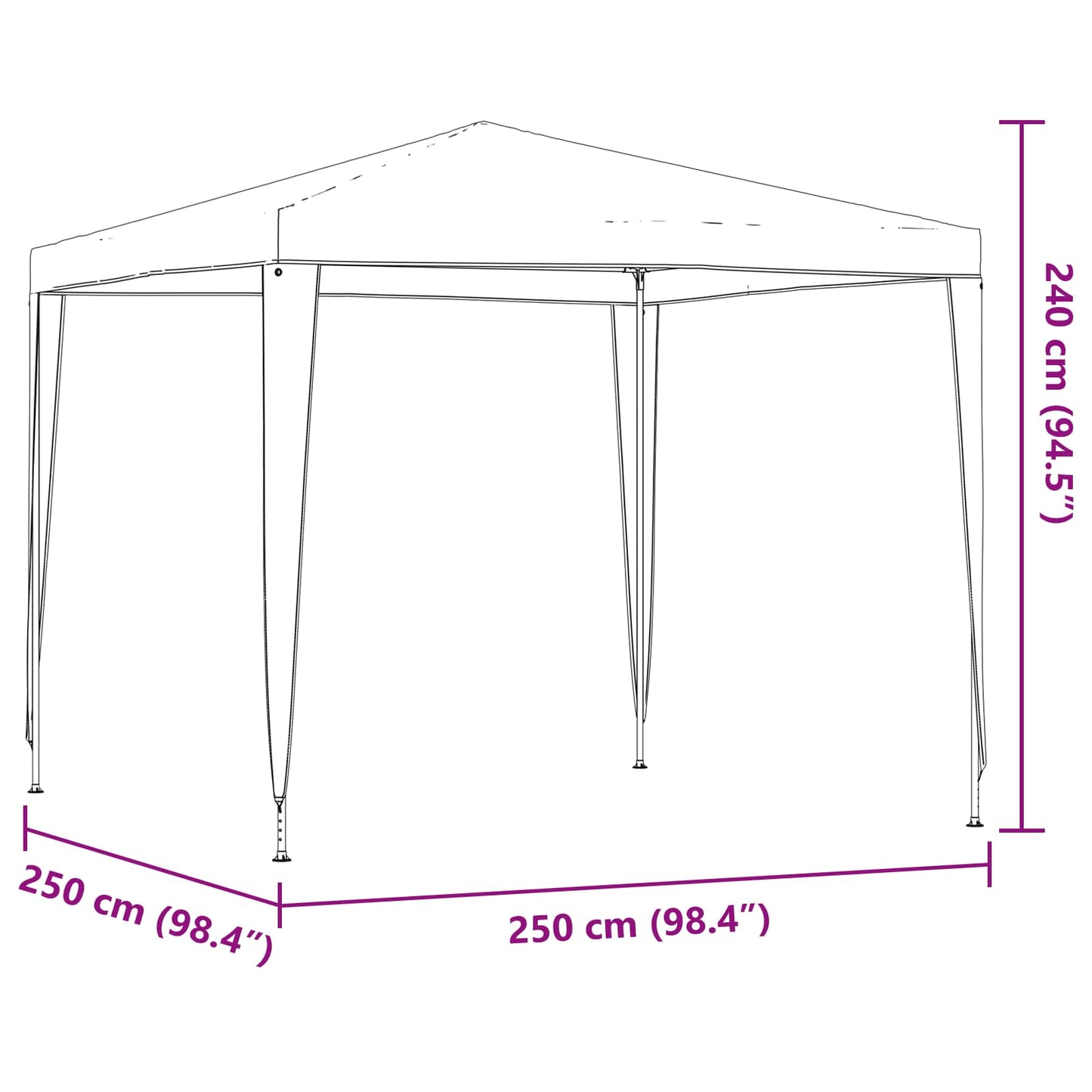 Party Tent 250 x 250 x 240 cm Light Grey PE and Steel