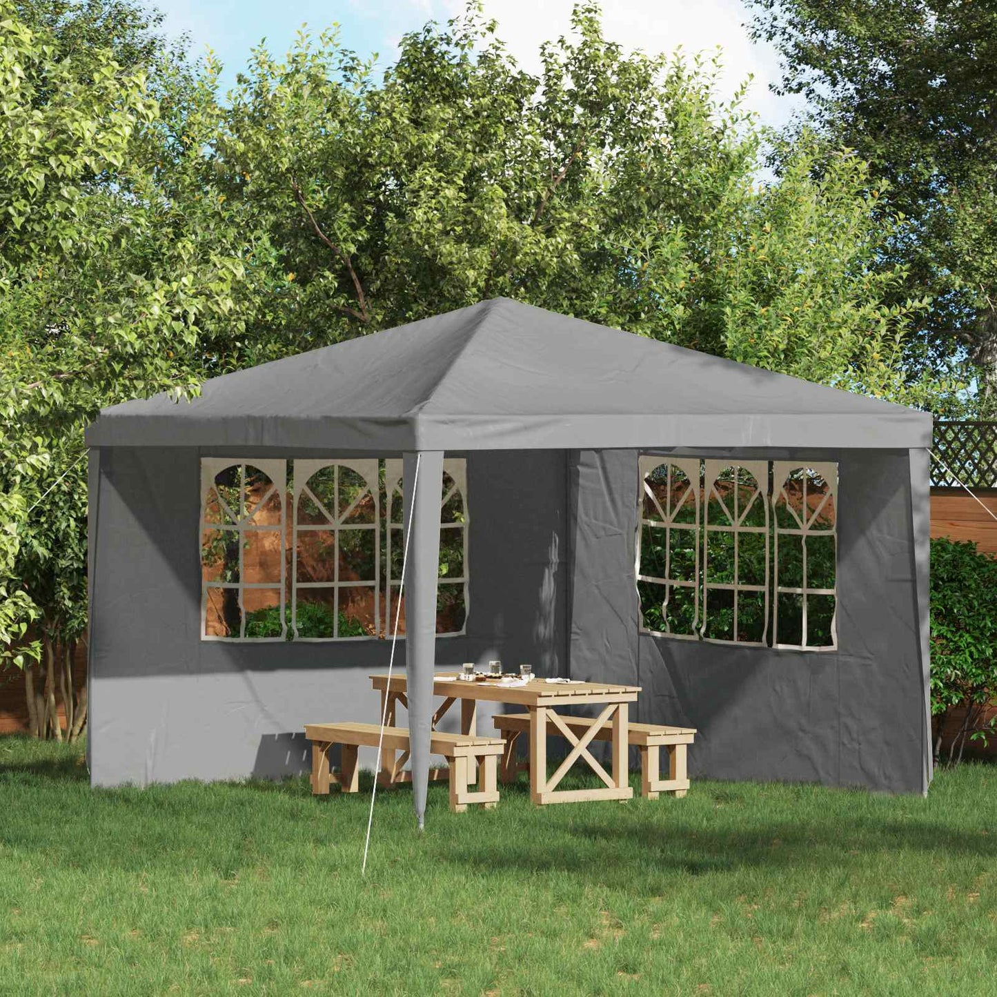 Party Tent Sidewall 2 pcs 300 x 195 cm Light Grey PE and Steel