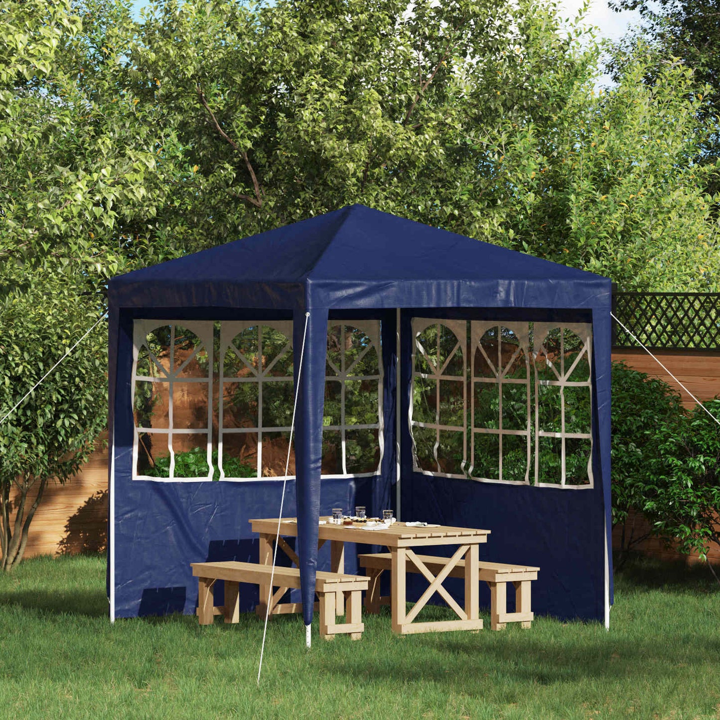 Party Tent Sidewall 2 pcs 200 x 195 cm Blue PE and Steel