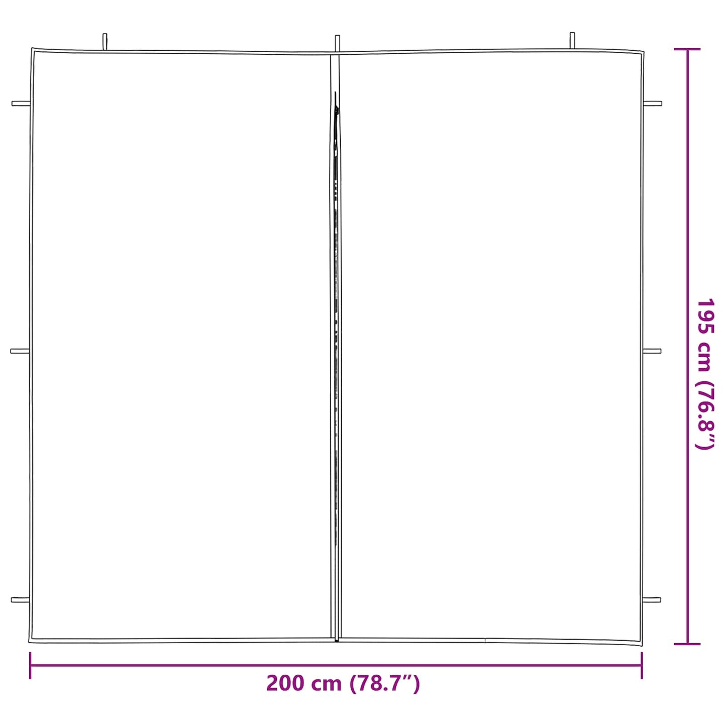 Party Tent Sidewall 2 pcs Blue 200 x 195 cm PE and Steel