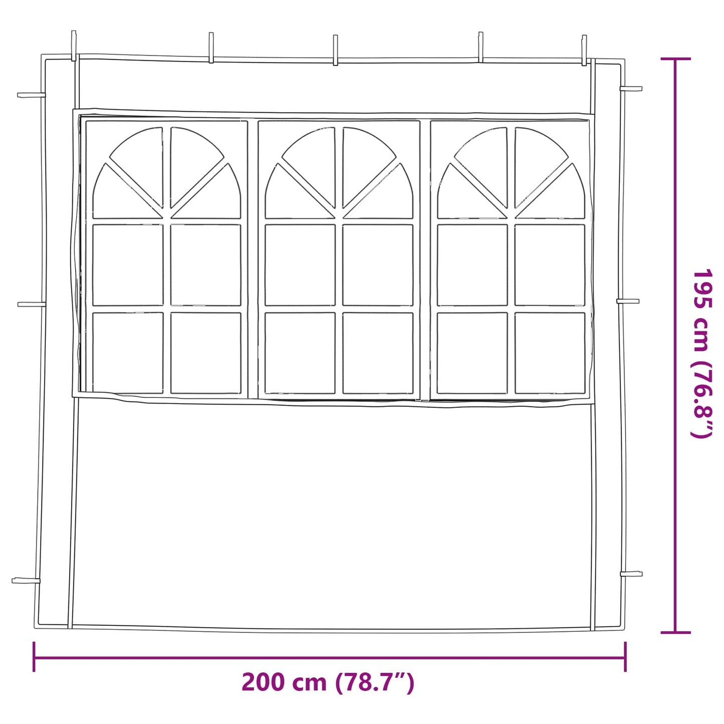 Party Tent Sidewall 2 pcs 200 x 195 cm Red PE and Steel