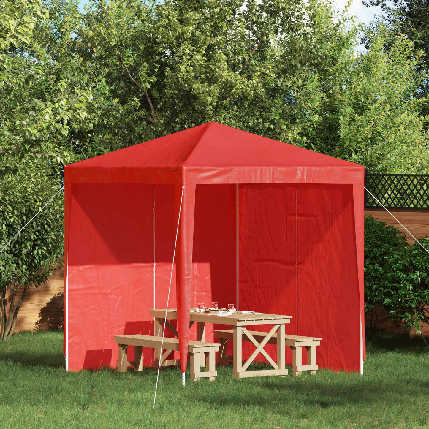 Party Tent Sidewall 2 pcs Red 200 x 195 cm PE and Steel